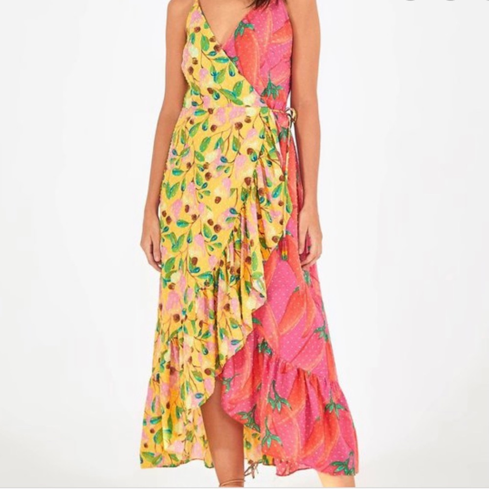 NWT FARM Rio Garden Mix Wrap Dress Small